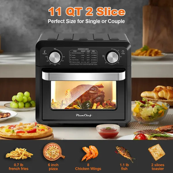 11QT Compact Air Fryer Toaster Oven - 1000W Convection Oven