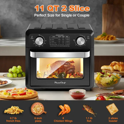 11QT Compact Air Fryer Toaster Oven - 1000W Convection Oven