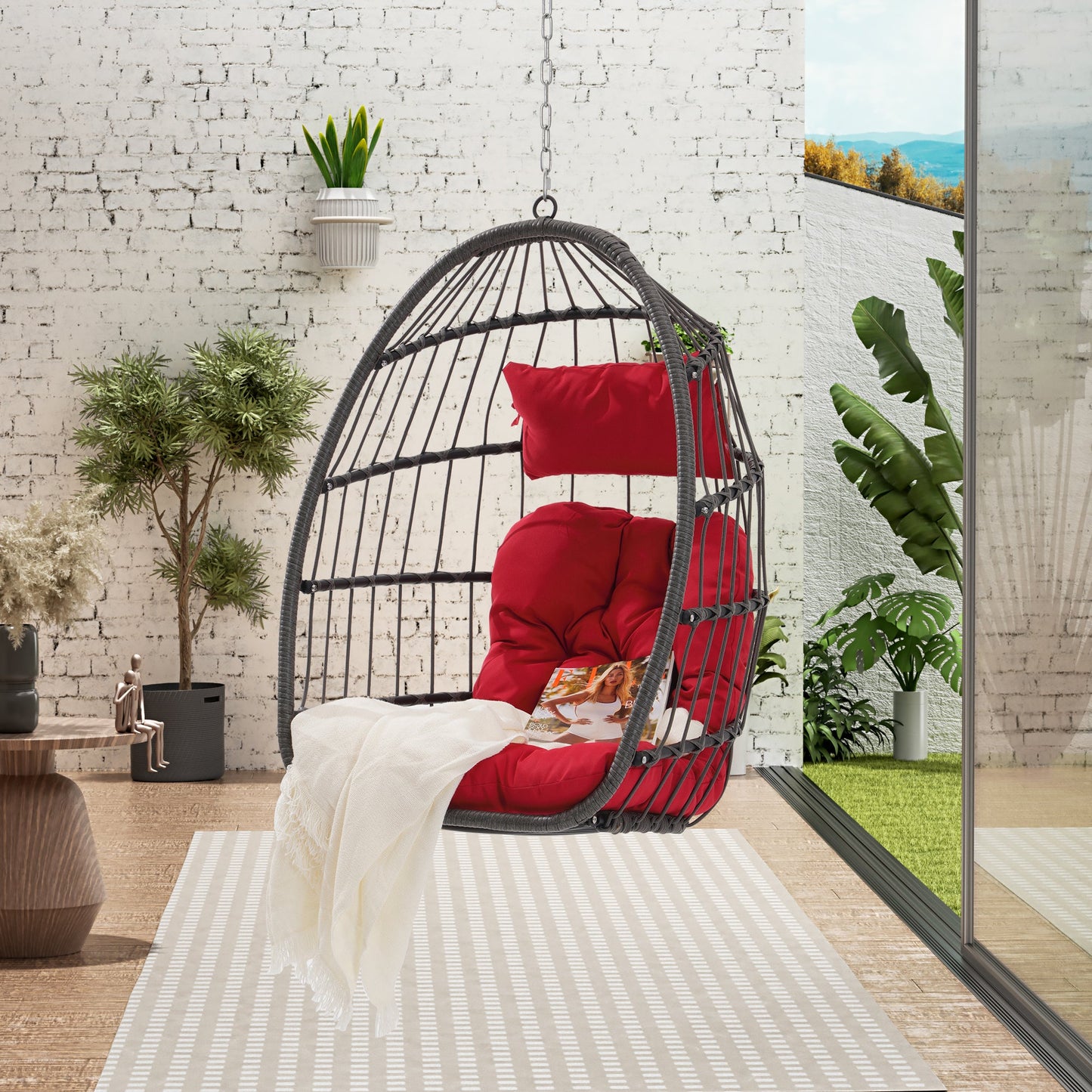 Outdoor Rattan Egg Swing Chair – Cozy Hanging Patio Seat