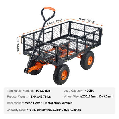 VEVOR Metal Garden Dump Cart with Easy Assembly Frame