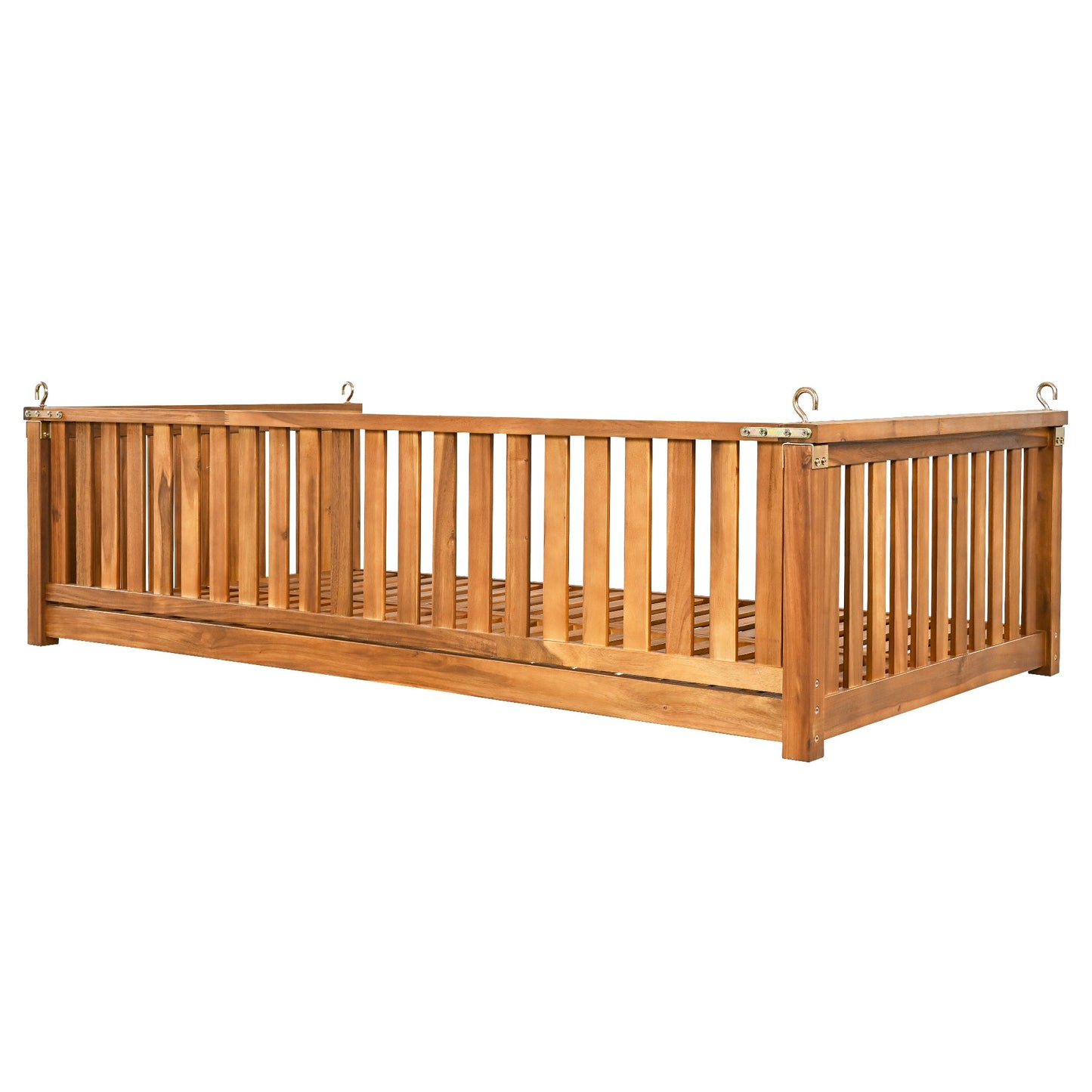 Patio Minimalist Twin Size Garden Swing Bed Wood Porch Swing
