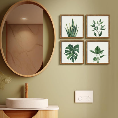 Botanical Framed Wall Art Set of 4 in Walnut 10x10 Frames