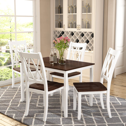 5-Piece Solid Wood Dining Table Set with Comfortable Chairs