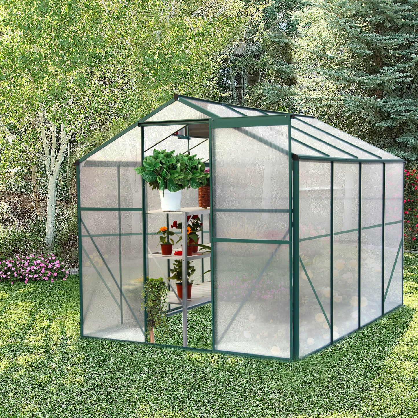 Polycarbonate Greenhouse 6x8 Ft Heavy Duty Walk-in Plant Garden