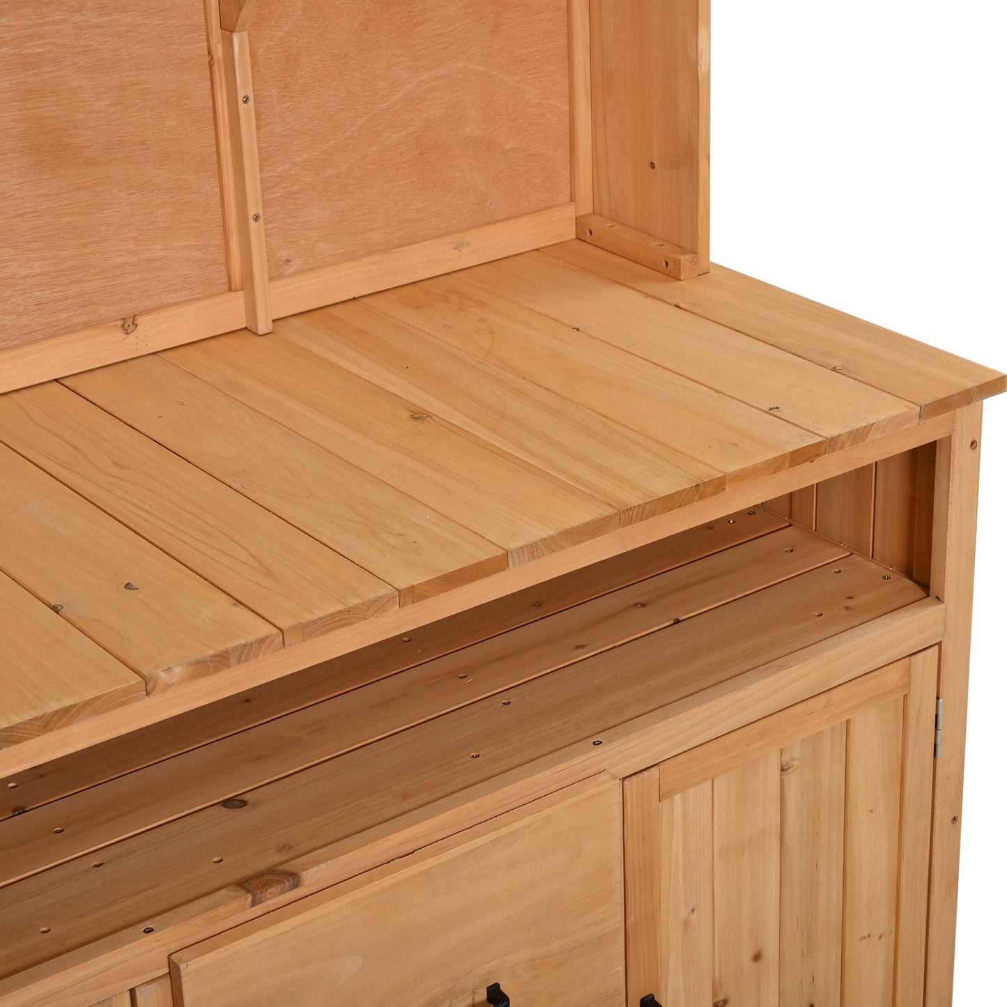 Large Fir Wood Potting Bench, 45.3"L Multi-Functional Outdoor Patio