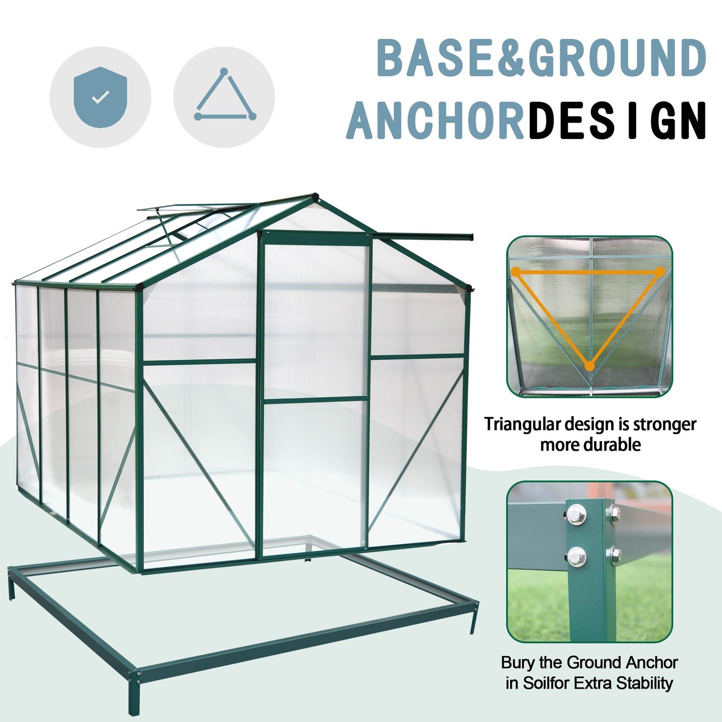 Polycarbonate Greenhouse 6x8 Ft Heavy Duty Walk-in Plant Garden