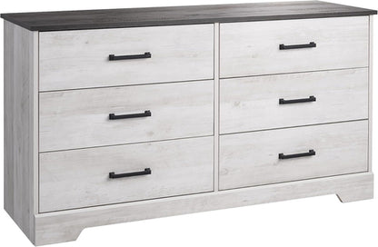 Washed White Farmhouse Dresser 6 Drawer Chest 53 Inch Wide