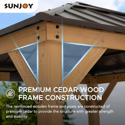 9x9 Cedar Framed Hardtop Gazebo for Outdoor Shade and Comfort