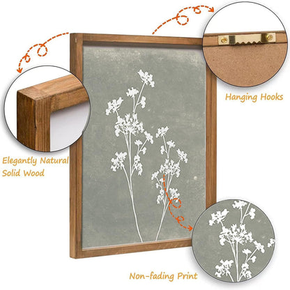 Framed Botanical Wall Art Set of 4 with Walnut 10x10 Frames