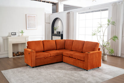 Sectional Sleeper Sofa with Pull Out Bed and USB Charging Ports