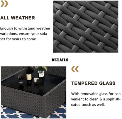 Vakollia 8 Piece Patio Furniture Set With 44 Inch Propane Fire Pit