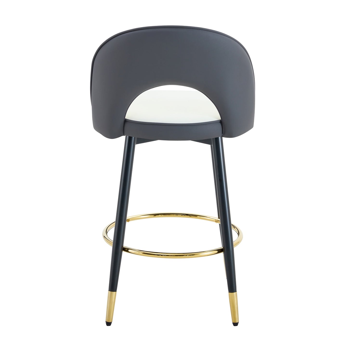 Modern White & Dark Gray Spliced PU Upholstered Rotating Bar Chair Set