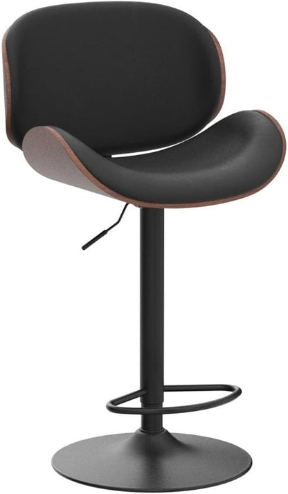 Set of 2 Adjustable Black Swivel Bar Stools for Kitchen Island