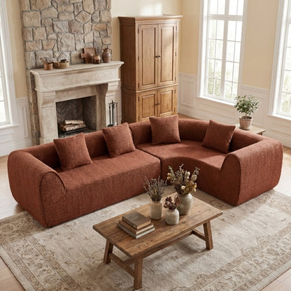 110' Modern Curved L-Shaped Modular Sectional Sofa with High-Density Foam
