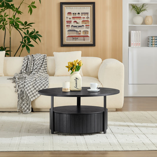 Round Storage Coffee Table Perfect For Living Room Movie Nights