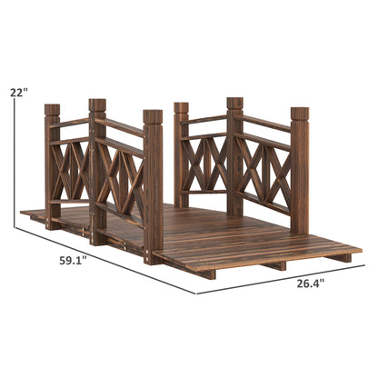 5 ft. Wooden Garden Bridge Footbridge for Backyard Ponds