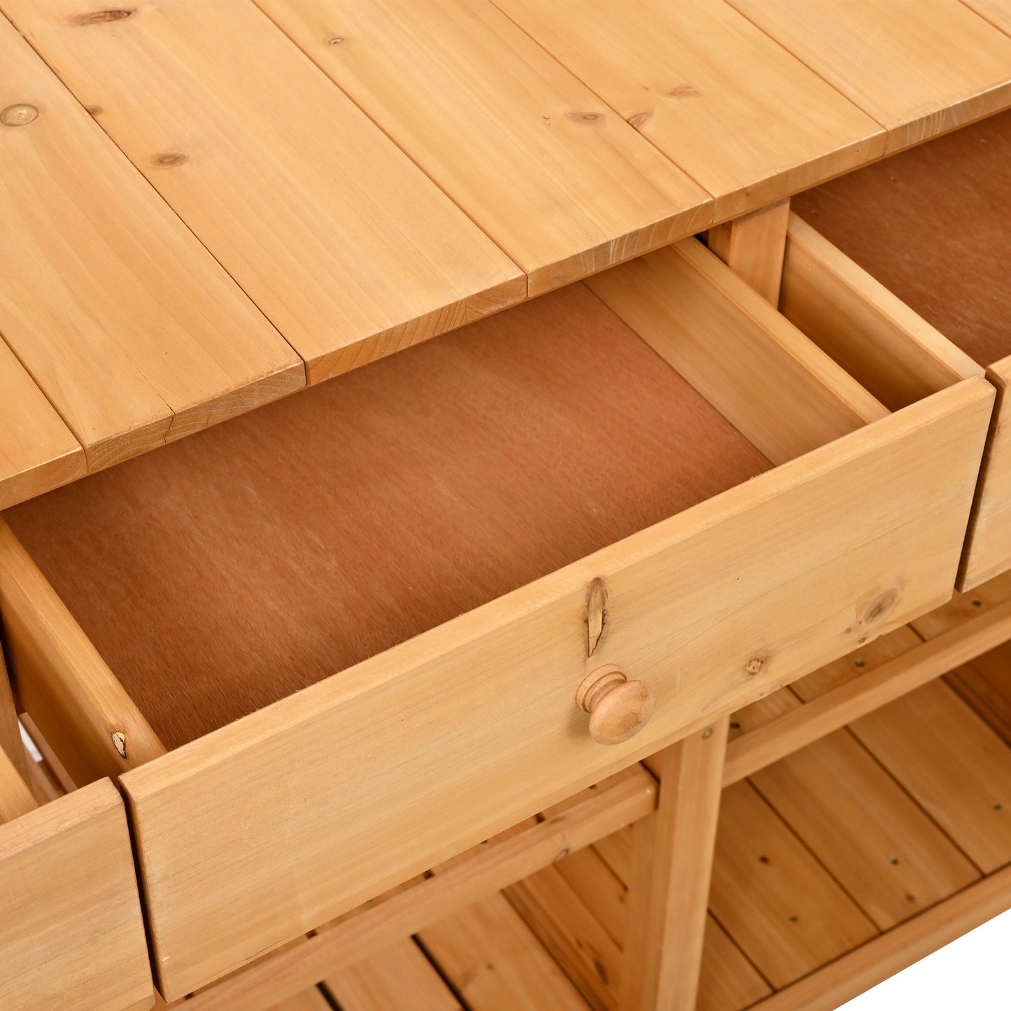 65.7'' H Tall Fir Wood Garden Potting Bench Table with Hutch