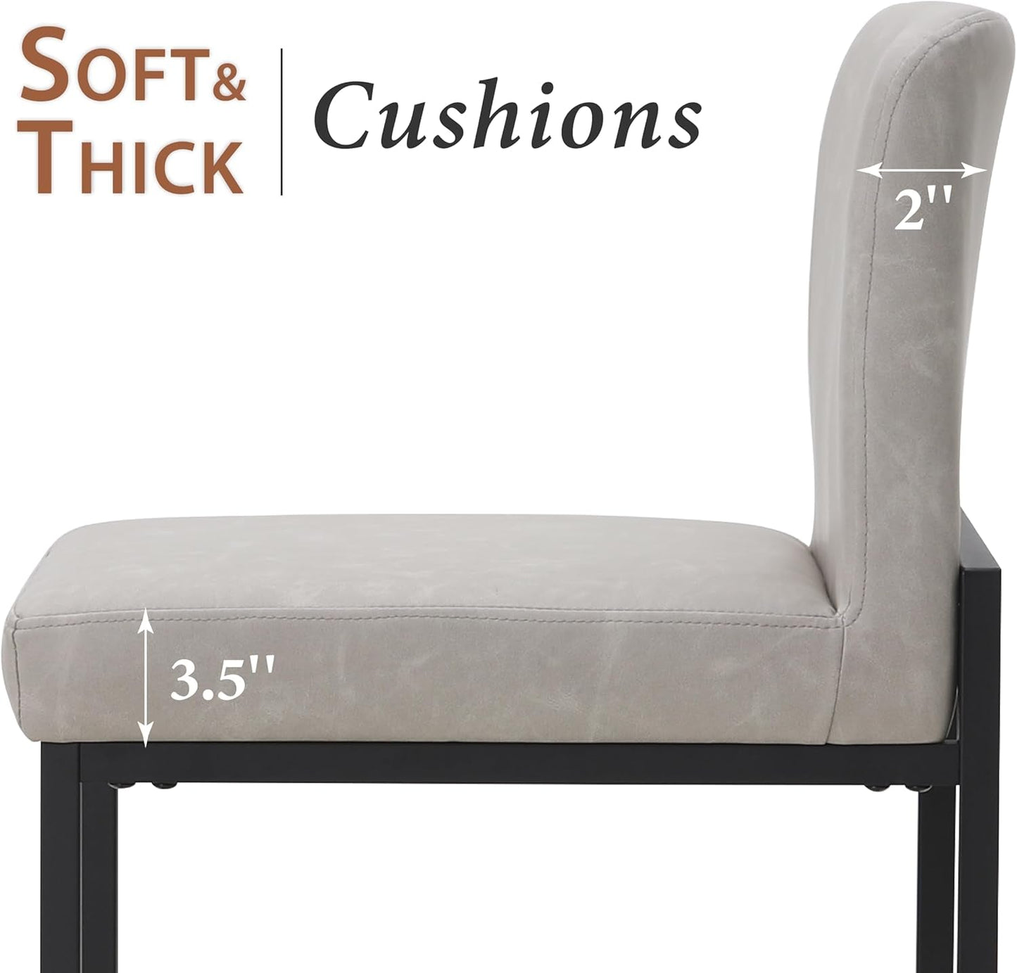 Set of 4 Counter Height Bar Stools with PU Leather Back