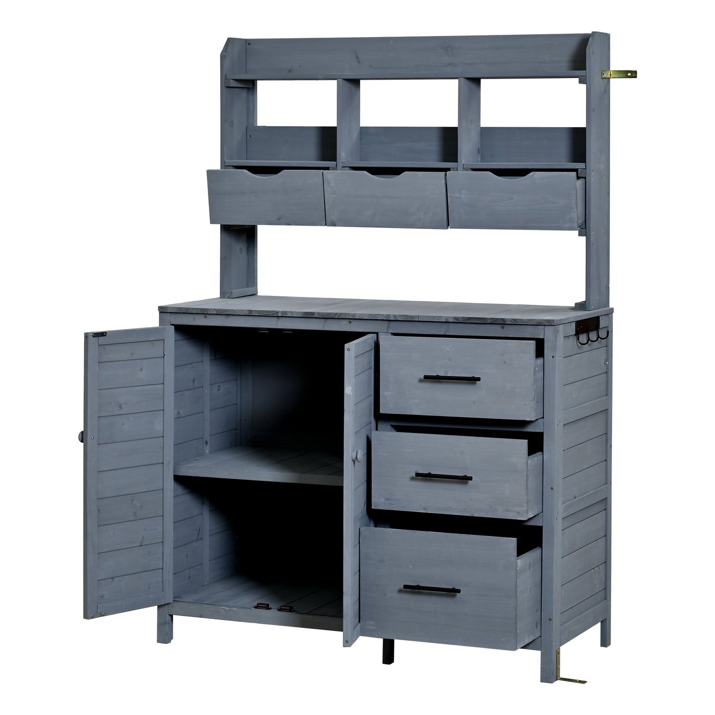 Farmhouse Patio Potting Bench, 44.6''x19.5'' Large Freestanding Garden