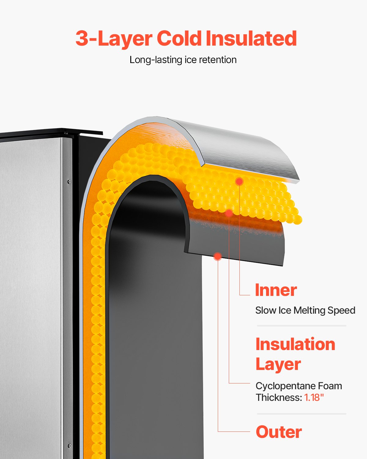 Undercounter Ice Maker 80 Lbs/Day Built-in Ice Maker Machine