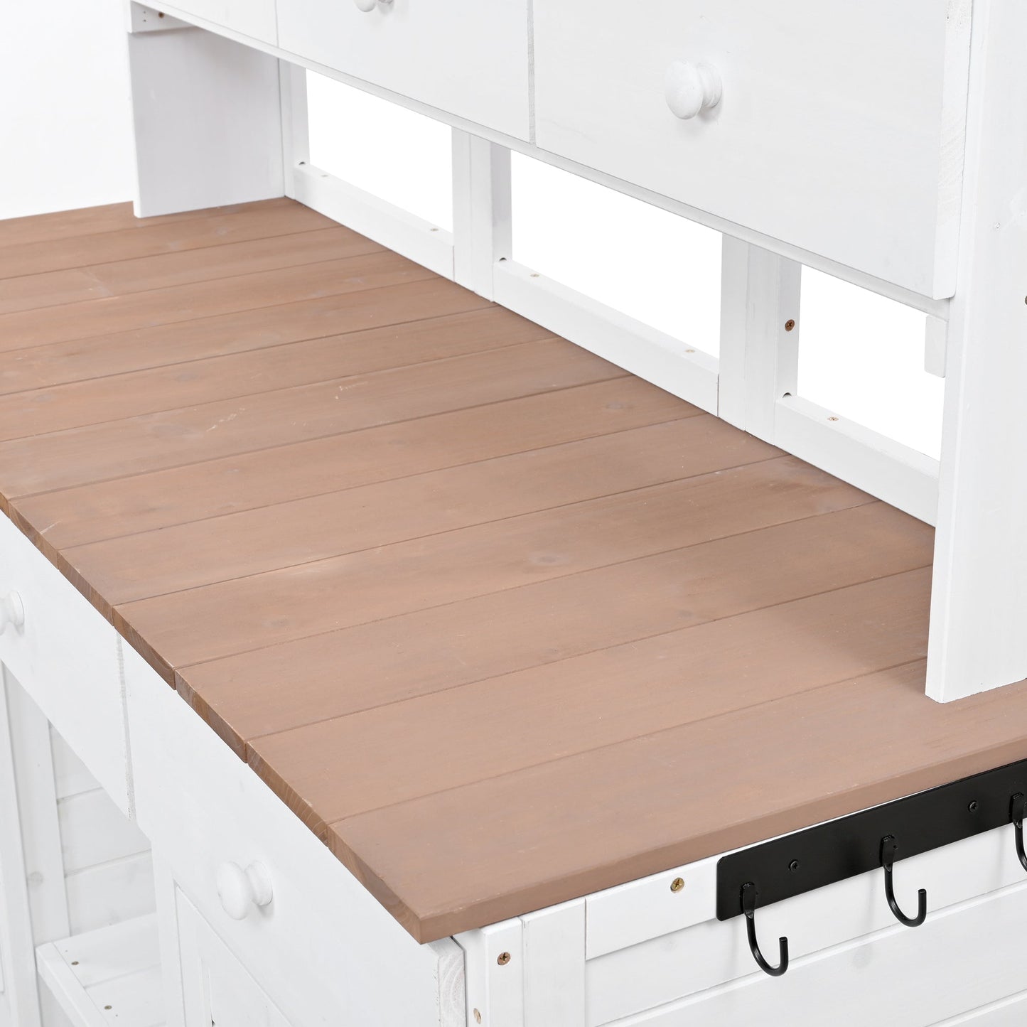 65.7'' H Tall Fir Wood Garden Potting Bench Table with Hutch