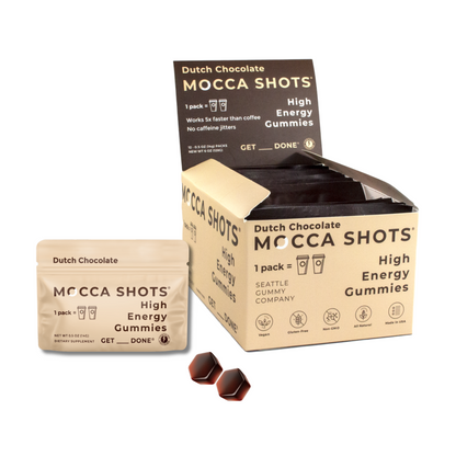 Mocca Shots Energy Gummies with Caffeine Dutch Chocolate 12 Packs