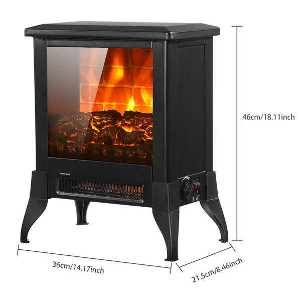 14 inch 1400W Freestanding Fireplace with Temperature Control