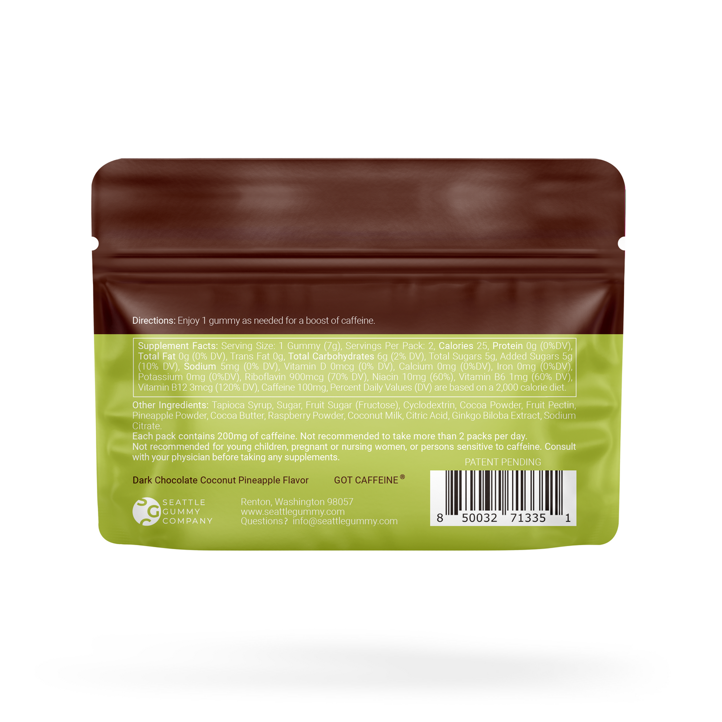 Mocca Shots Energy Gummies with Caffeine – Coconut Pineapple 12-Pack