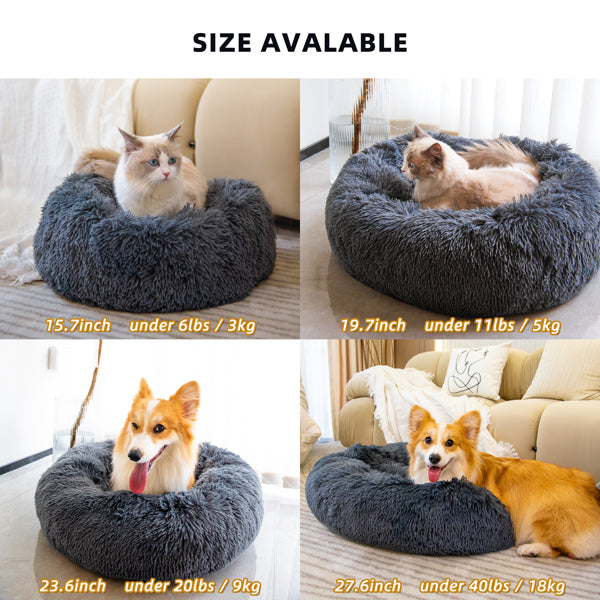 Fluffy Washable Pet Bed for Cats & Dogs - Anti Anxiety Comfort
