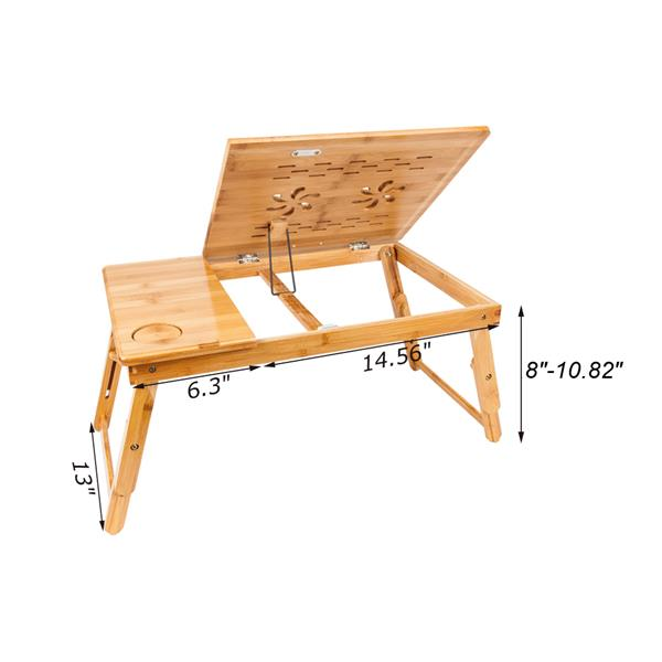 Adjustable Bamboo Laptop Desk for Bed and Dorm Use