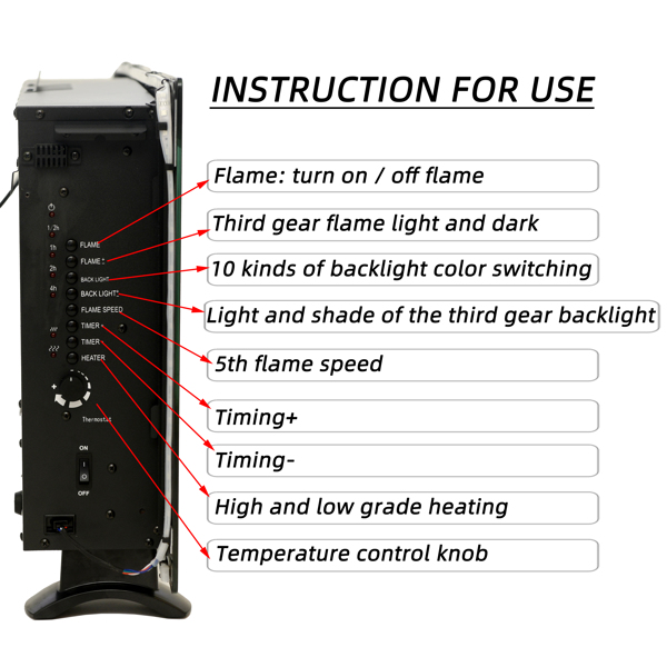 42 Inch 10 Colors Backlight Wall-Mounted Electronic Fireplace