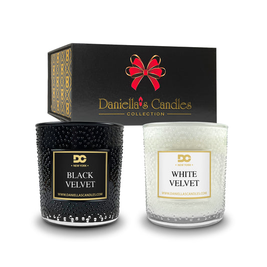 True Love Scented Candle Gift Set of 2 - Black & White Velvet