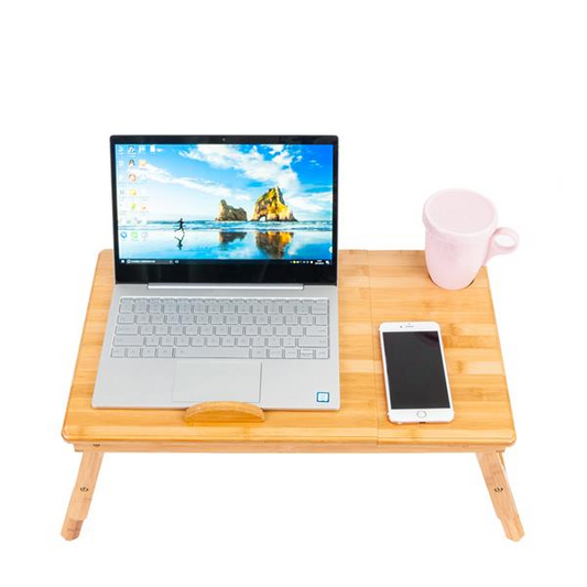 Adjustable Bamboo Laptop Desk for Bed and Dorm Use