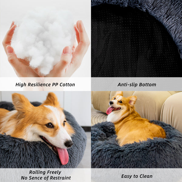 Fluffy Washable Pet Bed for Cats & Dogs - Anti Anxiety Comfort