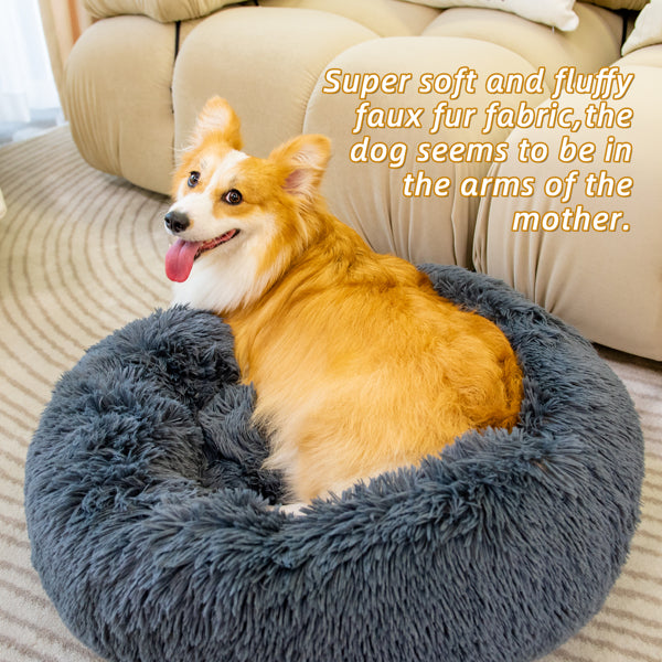Fluffy Washable Pet Bed for Cats & Dogs - Anti Anxiety Comfort