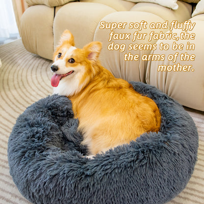 Fluffy Washable Pet Bed for Cats & Dogs - Anti Anxiety Comfort