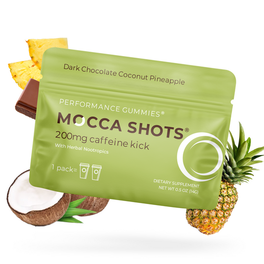 Mocca Shots Energy Gummies with Caffeine – Coconut Pineapple 12-Pack