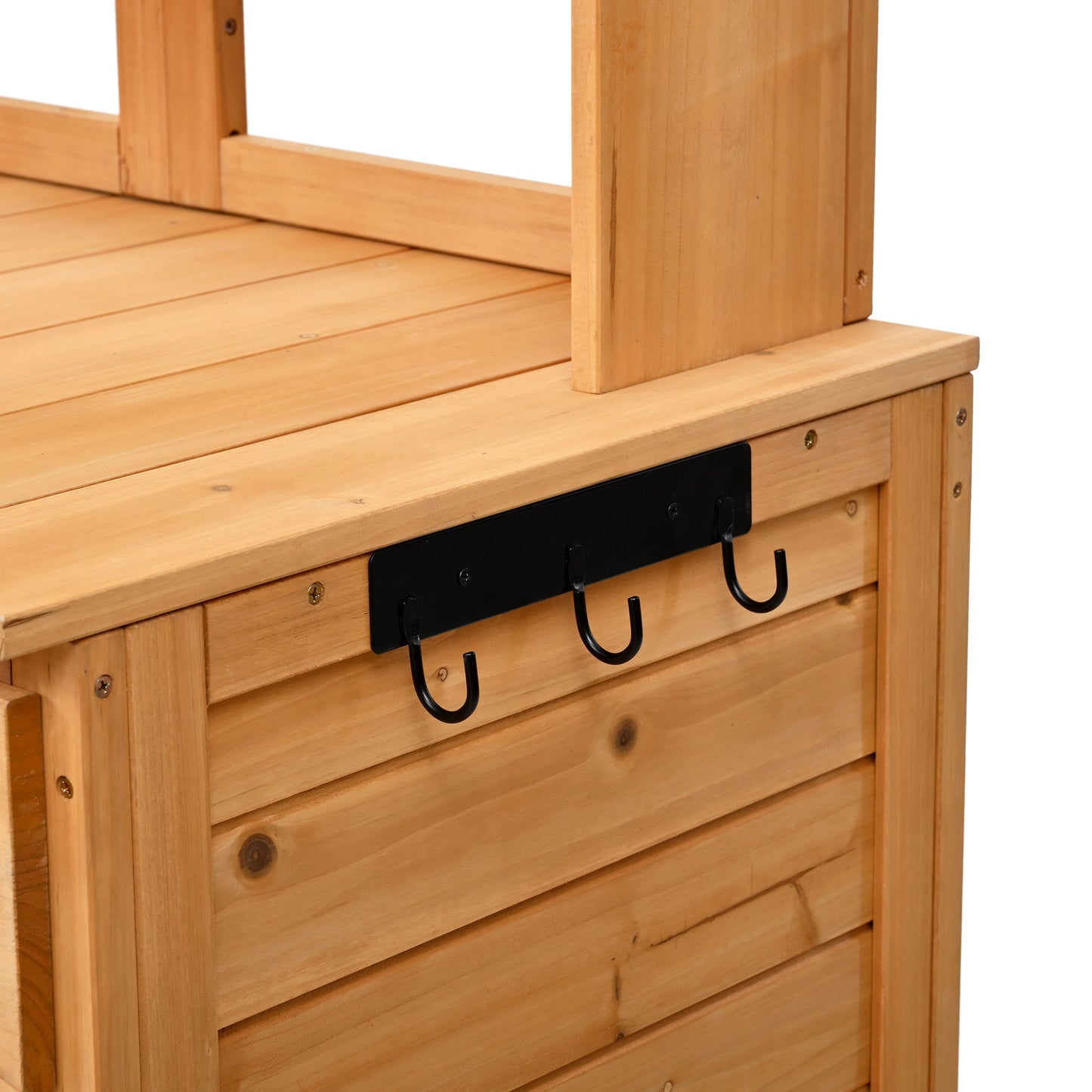 65.7'' H Tall Fir Wood Garden Potting Bench Table with Hutch