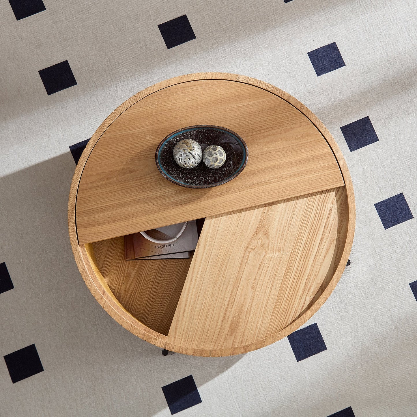 Round Coffee Table with Storage Modern Accent Tea Table