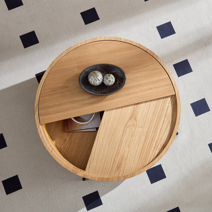 Round Coffee Table with Storage Modern Accent Tea Table