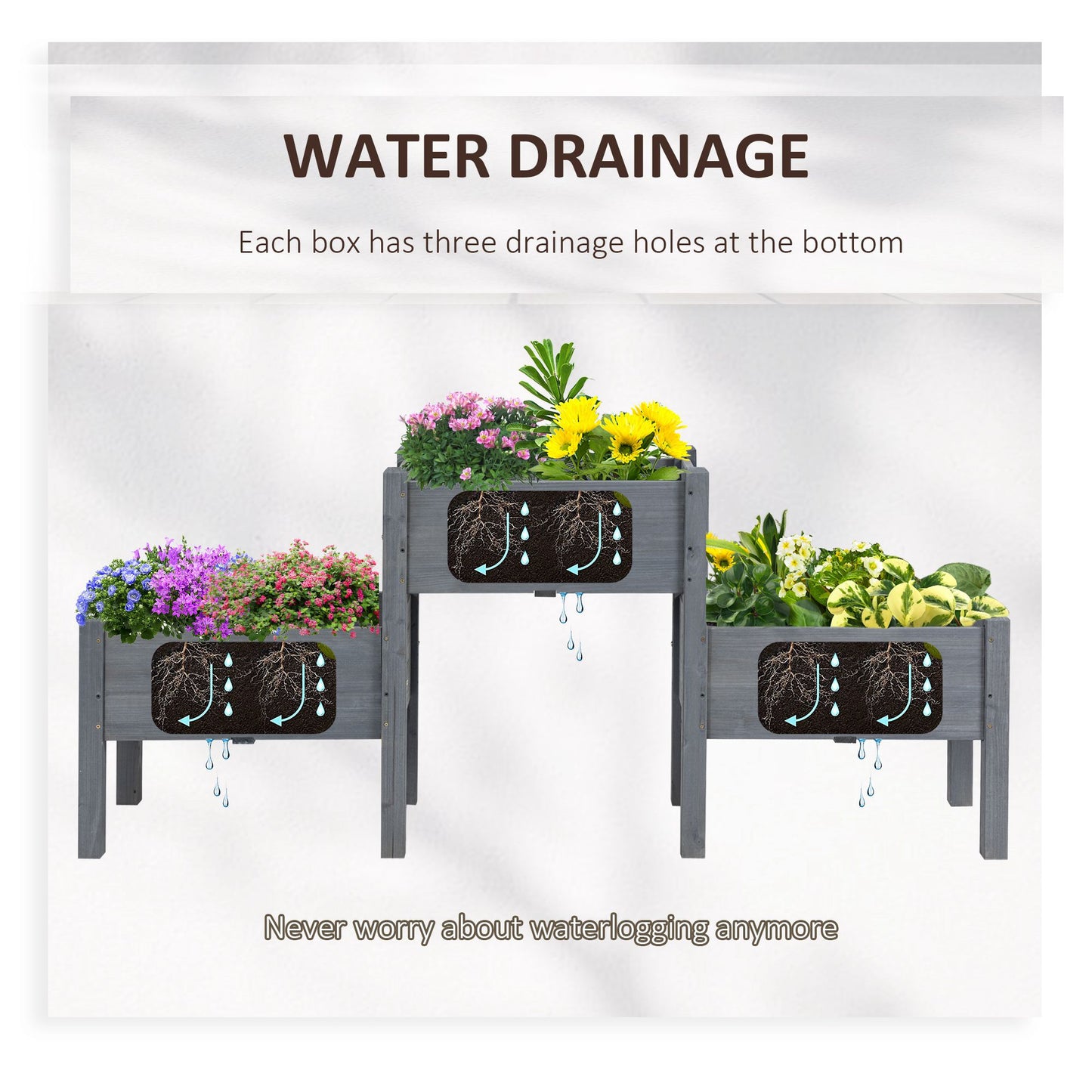 3 Tier Raised Garden Bed Freestanding Planter Box for Vegetables
