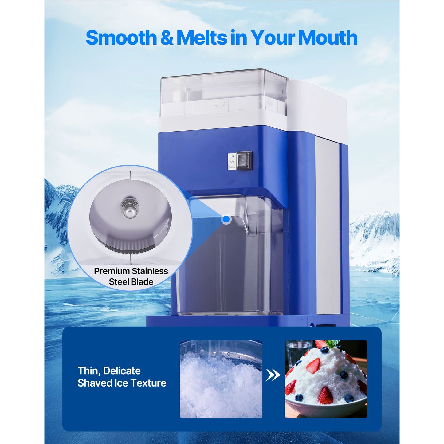 VEVOR Commercial Ice Shaver Machine, 1.8L Large Capacity