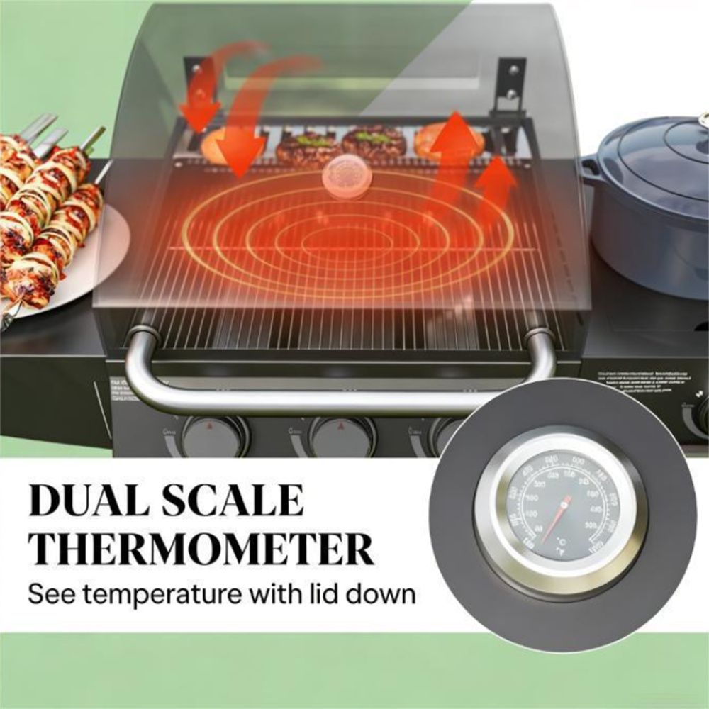 Burner Gas Grill with Side Burner and Spacious Workspace