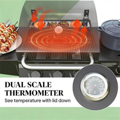 Burner Gas Grill with Side Burner and Spacious Workspace
