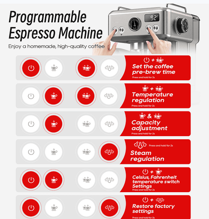 PSH10Plus-WH 20Bar Semi-Automatic Coffee Maker - Hot & Cold Brew