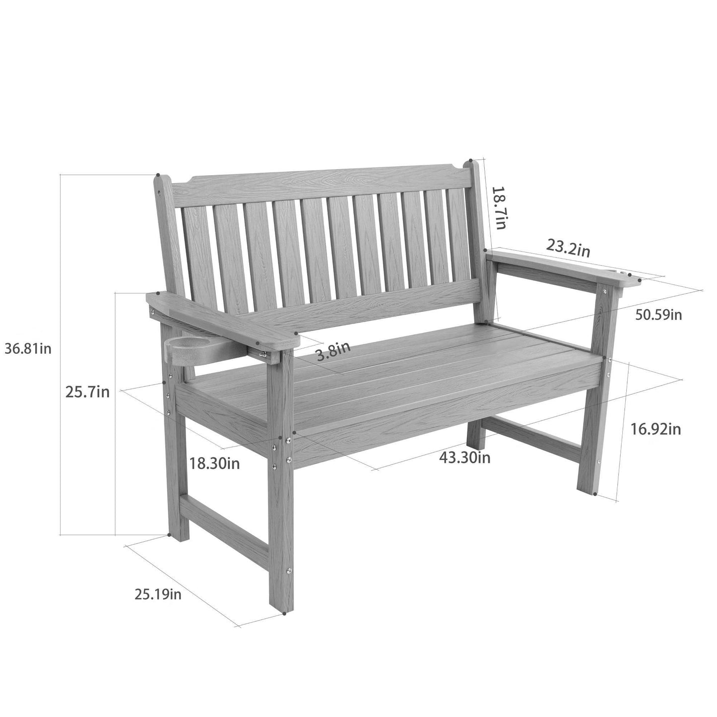 Weather Resistant Garden Bench for Patio, Porch & Park