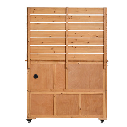 65''H Large Garden Potting Bench with Lockable Wheels and Storage