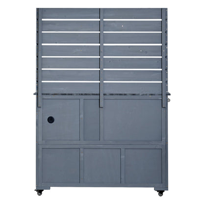 65''H Large Garden Potting Bench with Lockable Wheels and Storage