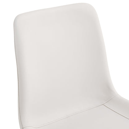 White Artificial Leather Backrest Cushion Dining Chair with Black Metal Legs