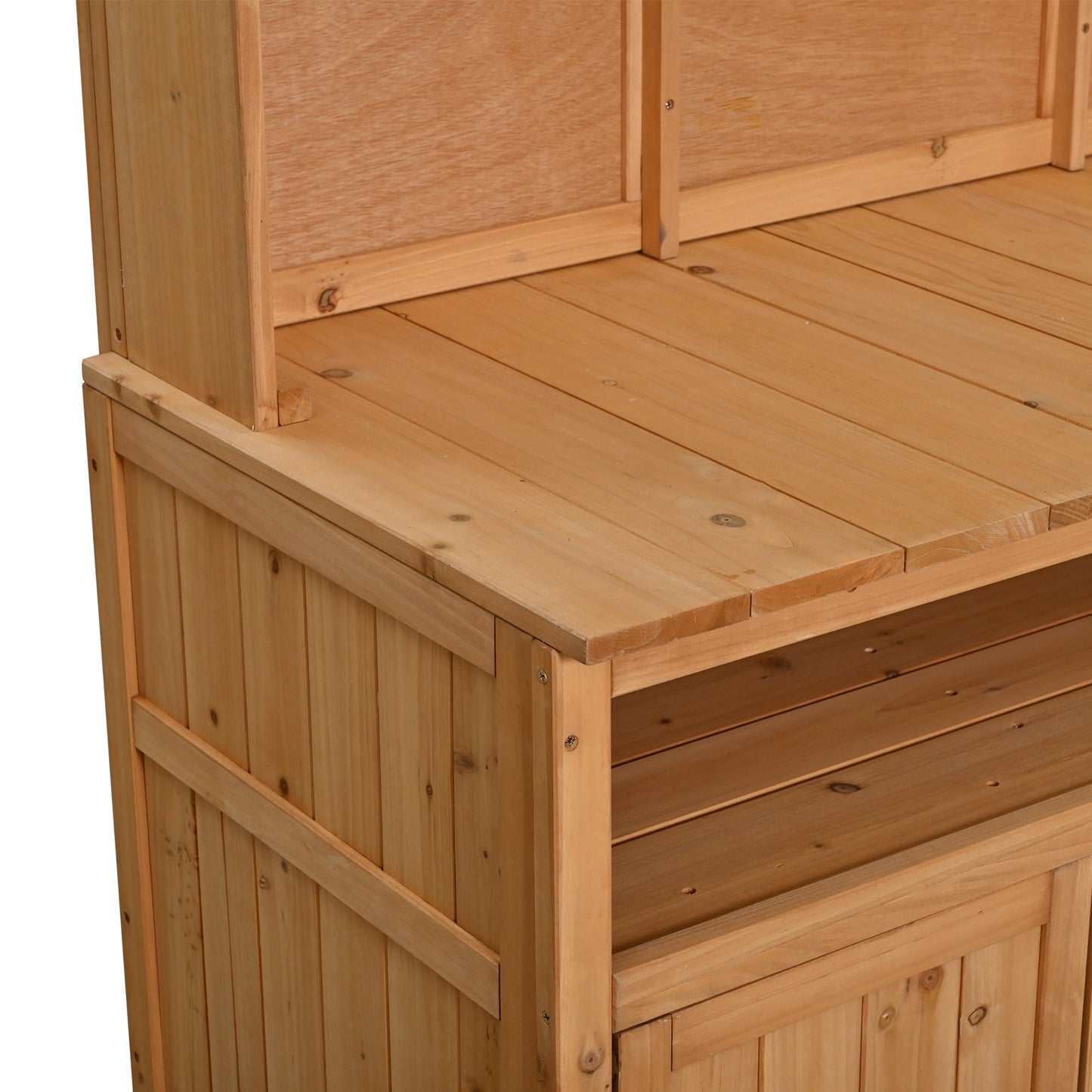 Large Fir Wood Potting Bench, 45.3"L Multi-Functional Outdoor Patio